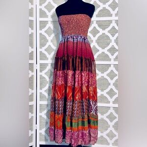 Strapless Multicolor Maxi Dress